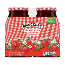 Strawberry preserves 2-pack jar carton with red gingham strawberry label