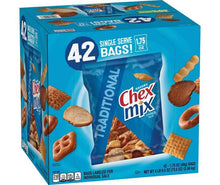 Chex Mix Traditional snack mix box with 42 single-serve bags, 1.75 oz each