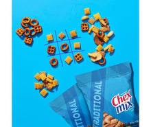 Traditional snack mix bag assortment with crackers and pretzel pieces