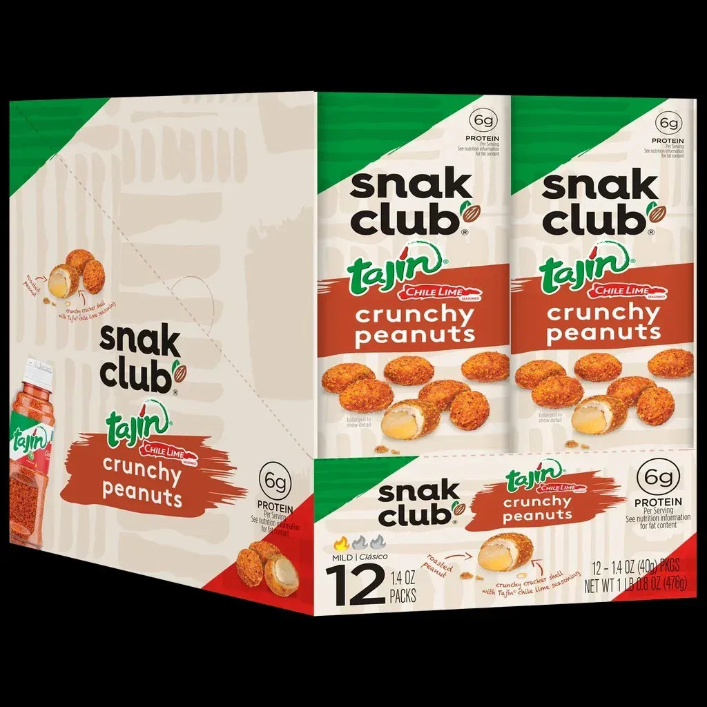 Snak Club Crunchy Peanuts, Tajin Chile Lime, 1.4 oz, 12-count