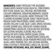 Ingredients list for chocolate trail mix, including honey pistachio bites
