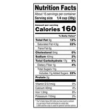 Nutrition Facts label for chocolate trail mix, 160 calories per serving