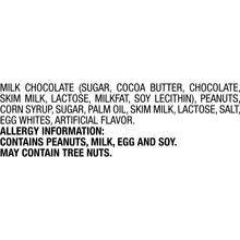 Ingredient and allergy information for chocolate candy bars