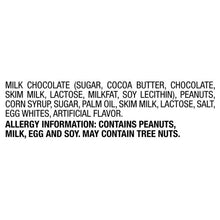 Ingredient and allergy information text panel for chocolate candy bar