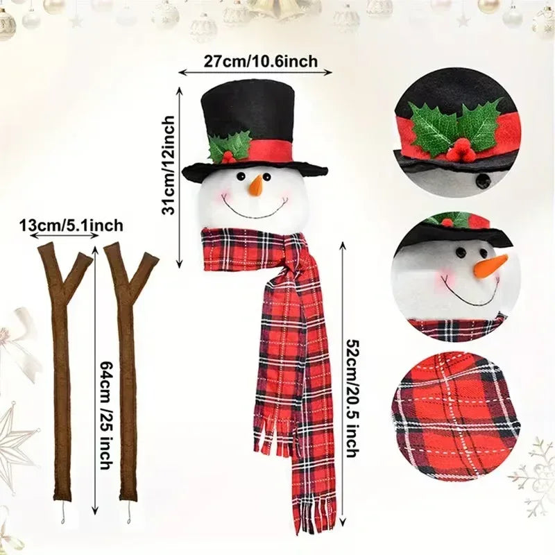 Soft Stuffed Snowman Tree Topper with Arms – Fabric Fluffy Christmas Ornament for Holiday Tree & Party Decorations (Child-Safe, No Dangerous Parts)