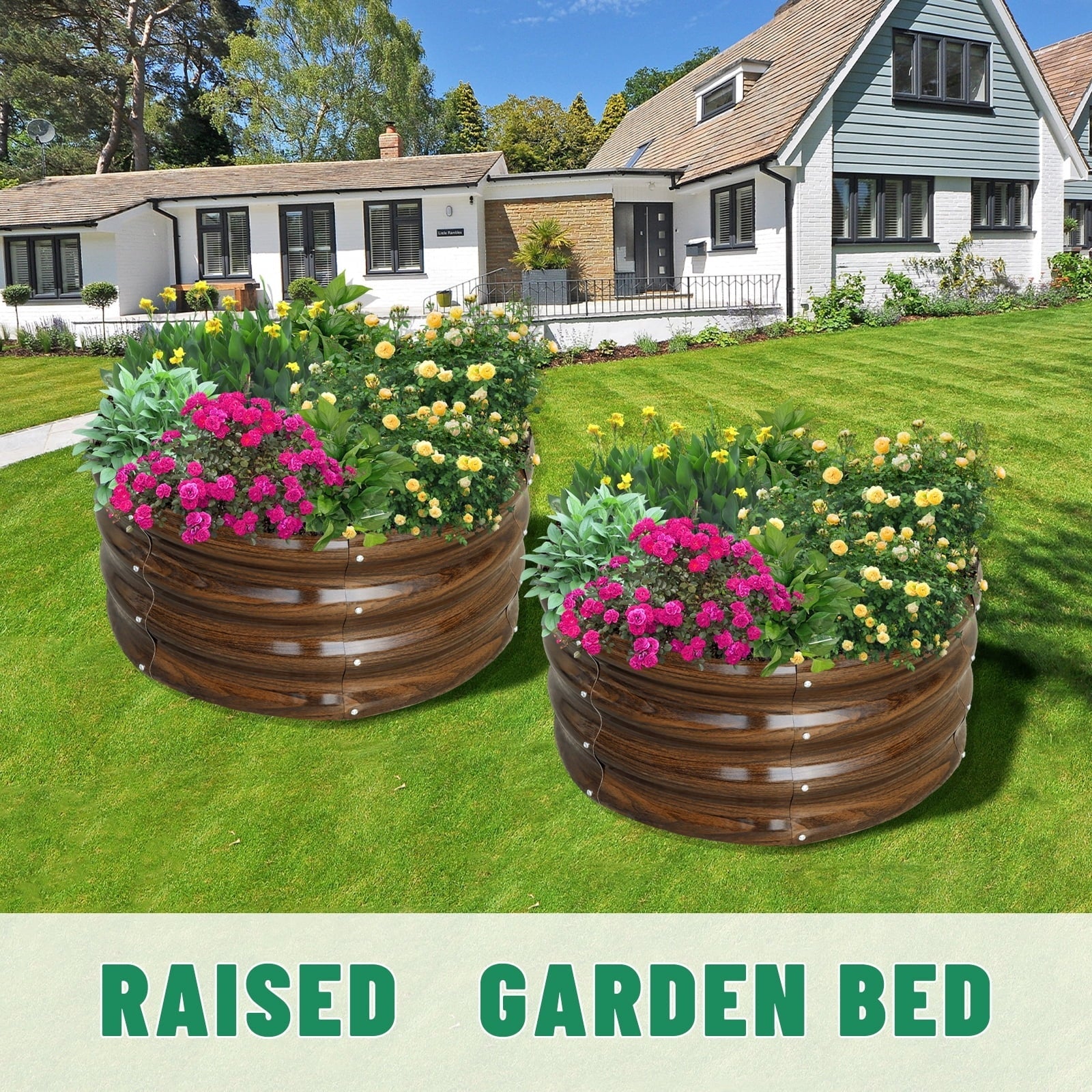 SnugNiture Galvanized Raised Garden Bed, 2Pcs 2x2x1ft Outdoor Raised Beds Kit for Vegetables and Flowers