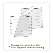 Raised garden bed panel assembly instruction diagram with hands and side panels