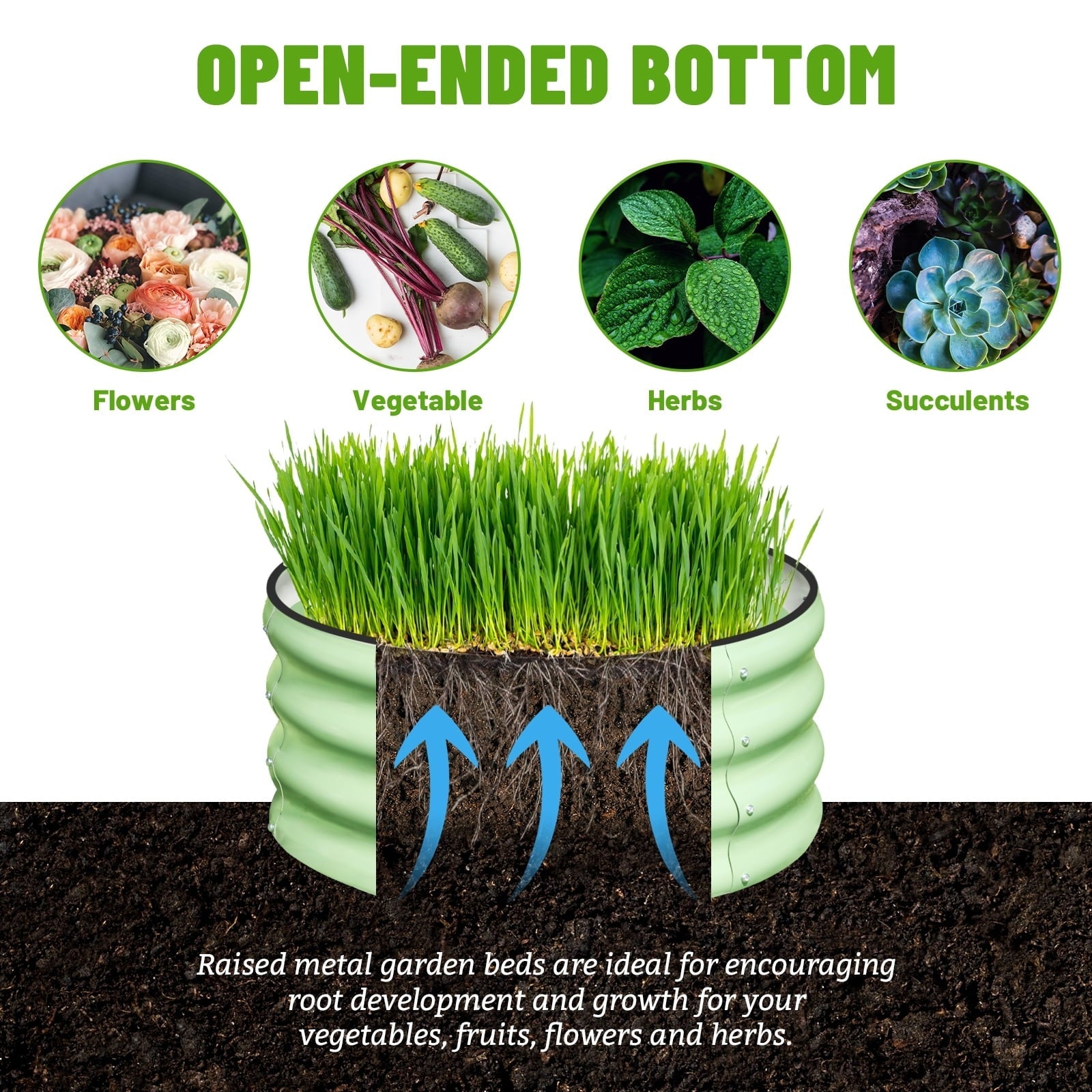 SnugNiture Galvanized Raised Garden Bed, 2Pcs 2x2x1ft Outdoor Raised Beds Kit for Vegetables and Flowers