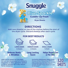Blue Sparkle dryer sheets box front with teddy bear and flowers