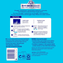 Snuggle SuperFresh liquid fabric conditioner back label with instructions and warning text