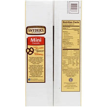 Mini pretzels box back panel with Nutrition Facts and barcode