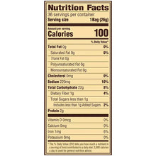 Mini pretzels nutrition facts panel showing 100 calories per 1 bag (26g)