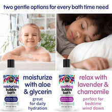 Two kids bubble bath bottles: moisturizing aloe & glycerin; soothing lavender & chamomile