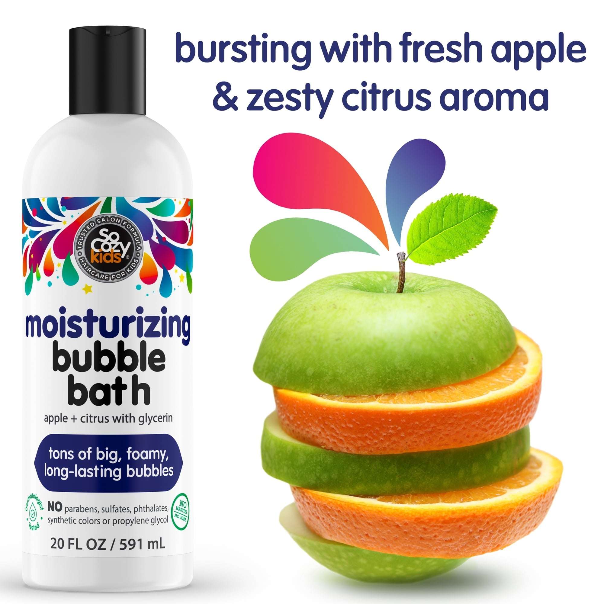 SoCozy Kids Apple & Citrus Moisturizing Bubble Bath & Body Wash, 20 fl oz
