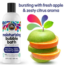 Kids moisturizing bubble bath bottle with apple and citrus scent illustration, 20 fl oz
