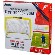 Franklin Blackhawk 4 ft x 3 ft soccer goal box, yellow and black net graphic
