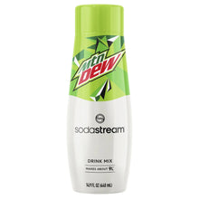 Green Mtn Dew drink mix bottle, sodastream flavor canister