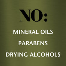 No mineral oils, parabens, or drying alcohols claim graphic