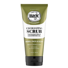Exfoliating scrub tube for beard, face & scalp, green and black
