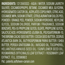 Ingredients list graphic for exfoliating scrub product