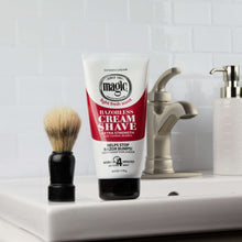 Razorless cream shave depilatory cream tube on countertop