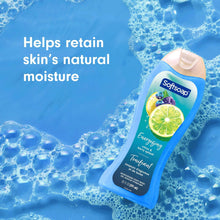 Softsoap energizing body wash bottle in blue with citrus and berry splash