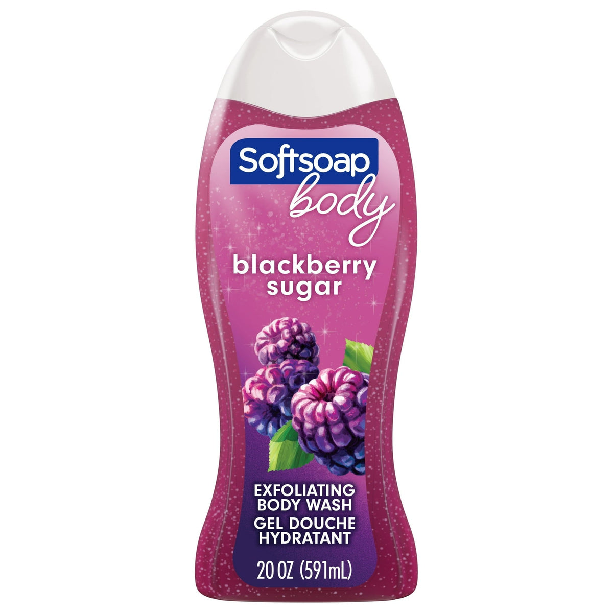 Softsoap Exfoliating Body Wash, All Skin Types, Blackberry Sugar, 20 fl oz Bottle