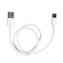 White USB cable with two metal connectors for solar LED lantern power.