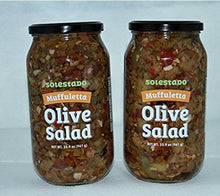 Two Solestado Muffuletta olive salad jars, 33.9 oz each