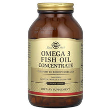 Solgar omega 3 fish oil bottle with gold cap and front label on amber glass