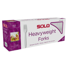 Solo heavyweight plastic forks, white, 500-count retail box