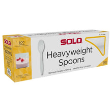 Heavyweight plastic spoons box, white 500-count, with molded spoon display