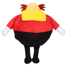 Dr. Eggman plush back view with yellow cap, red top, and black legs.
