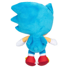Blue Sonic the Hedgehog plush toy, standing side view with red shoes