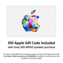 Apple gift code card included with Sony SRS-XB100 purchase