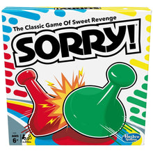 Hasbro Sorry! board game box with large title and colorful action graphics
