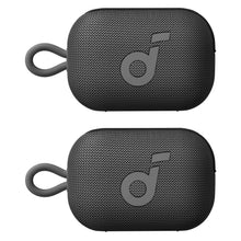 Bluetooth speaker 2-pack bundle, dark mesh fabric, loop handle, front logos