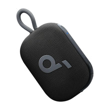 Black portable Bluetooth speaker with side controls and carry loop