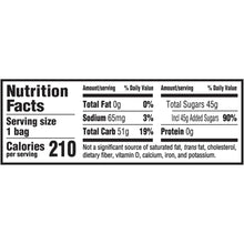 Nutrition facts panel for watermelon soft and chewy candy