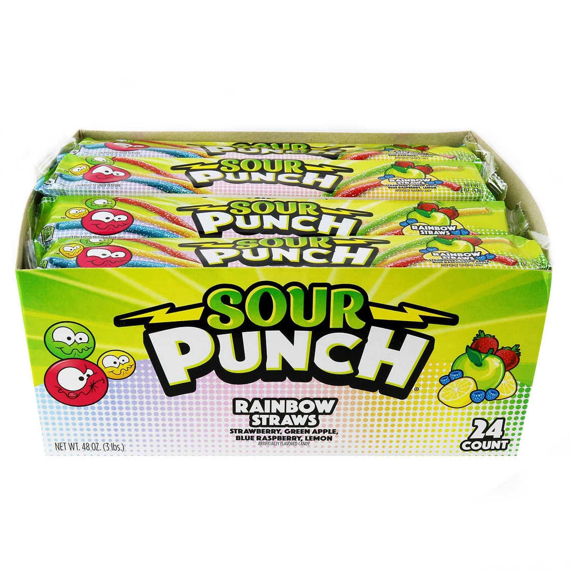 Sour Punch Straws, Rainbow, 2 oz, 24-count - USA MEGA SHOP