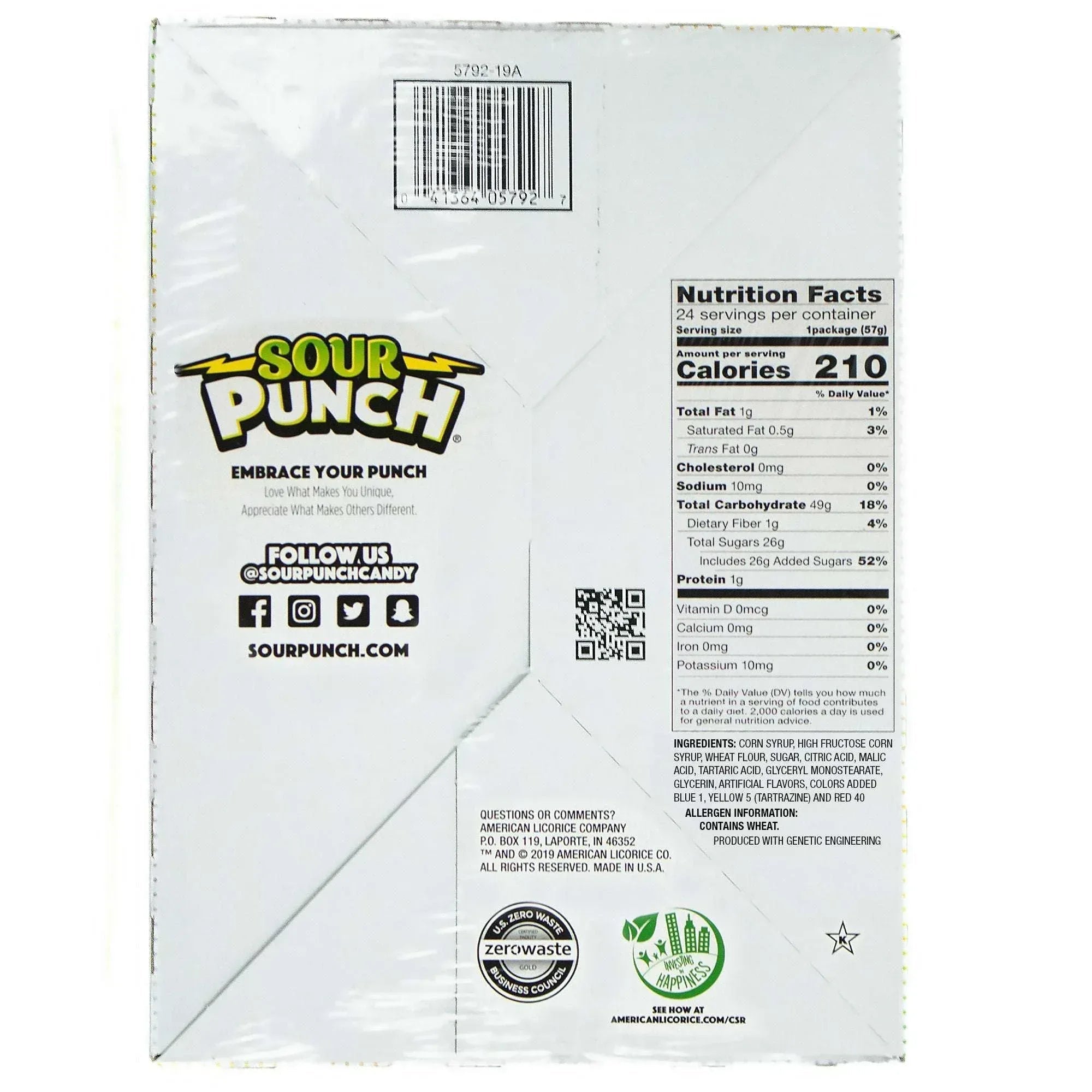 Sour Punch Straws, Rainbow, 2 oz, 24-count