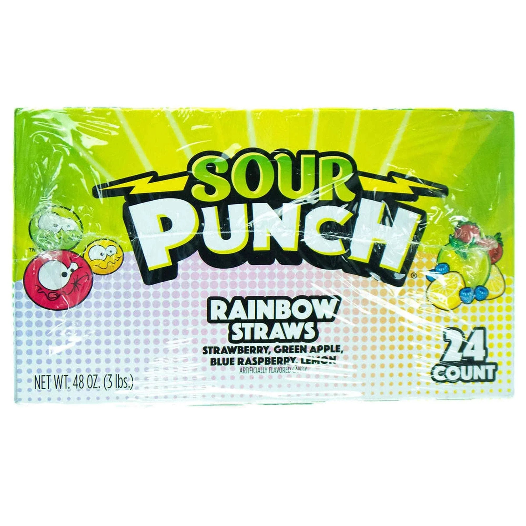 Sour Punch Straws, Rainbow, 2 oz, 24-count - USA MEGA SHOP