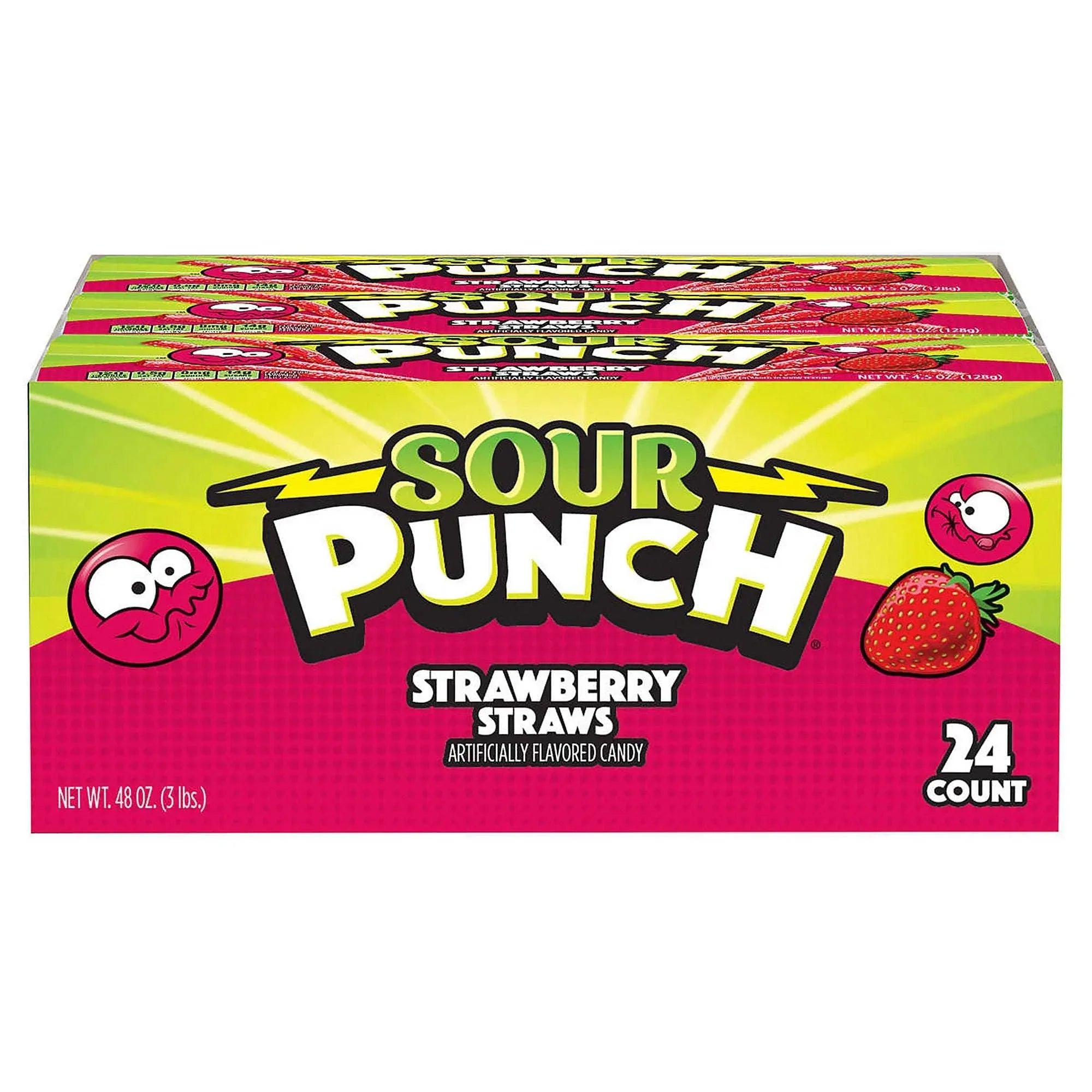 Sour Punch Straws, Strawberry, 2 oz, 24-count - USA MEGA SHOP