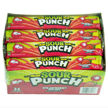 Sour Punch strawberry straws carton showing multiple front packs
