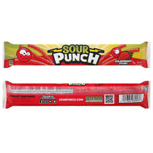 Sour Punch strawberry straws wrapper back with barcode and product info