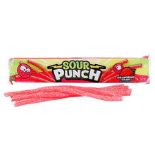 Strawberry Sour Punch straws package with red sugar-coated candy sticks