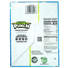 Sour Punch blue raspberry straws candy box back with Nutrition Facts