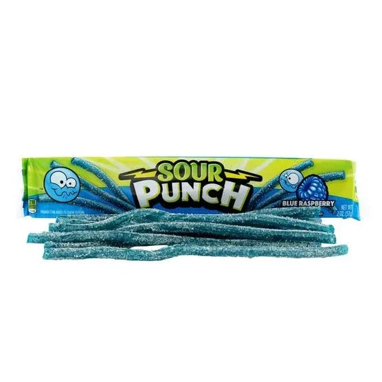 Sour Punch Straws, Blue Raspberry, 2 oz, 24-count - USA MEGA SHOP