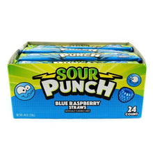 Sour Punch blue raspberry straws candy, 24-count box