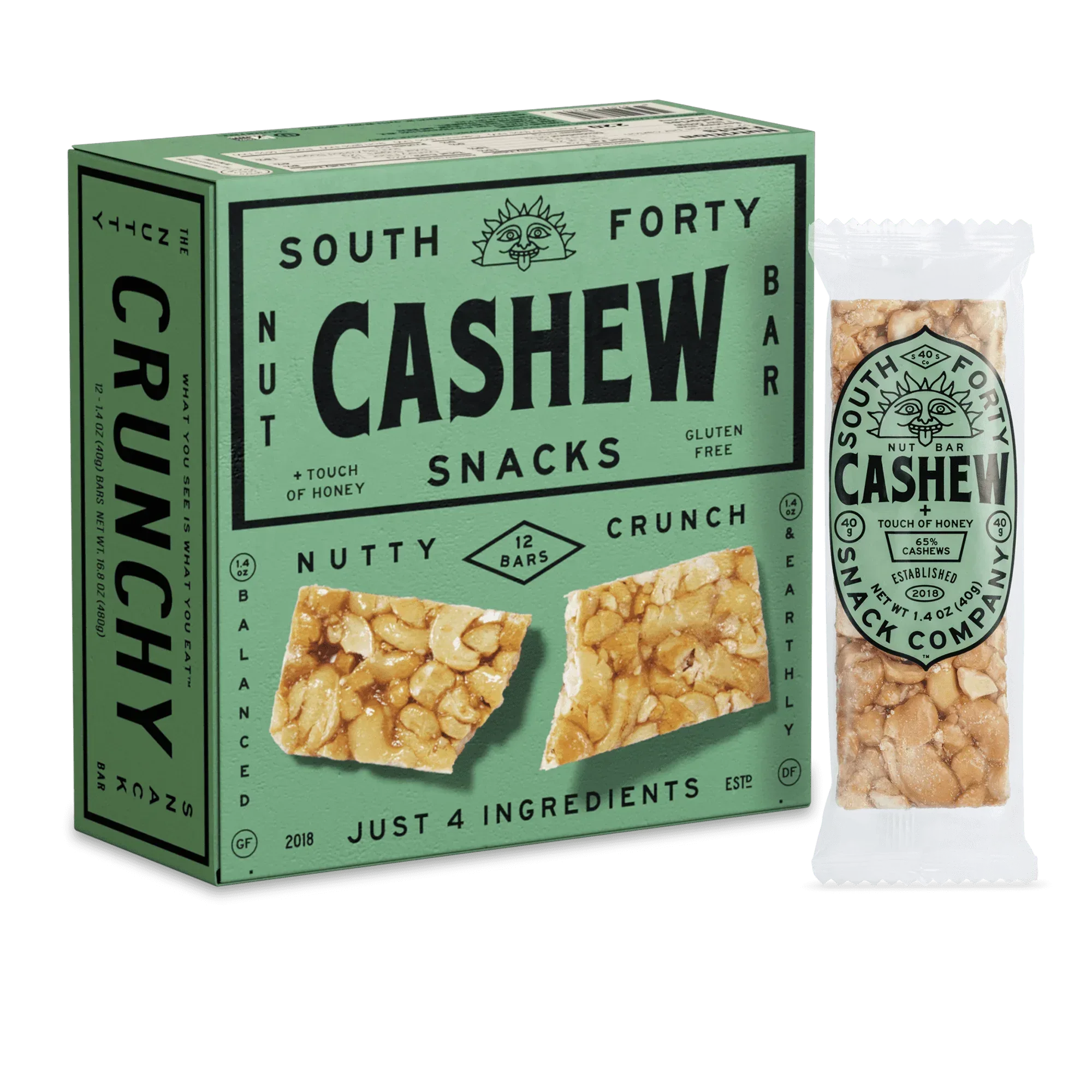 South 40 Snacks Crunchy Pistachio Nut Bars, 12 pack